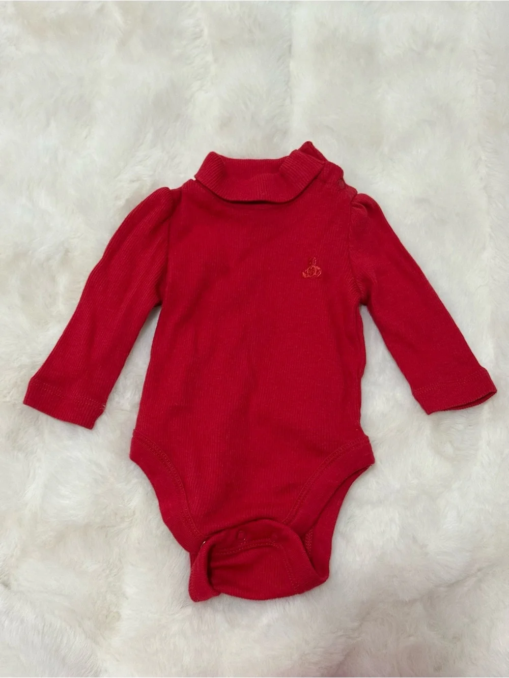 GAP Red Long-Sleeve Ribbed One-Piece Holiday Photoshoot Onesie Bodysuit